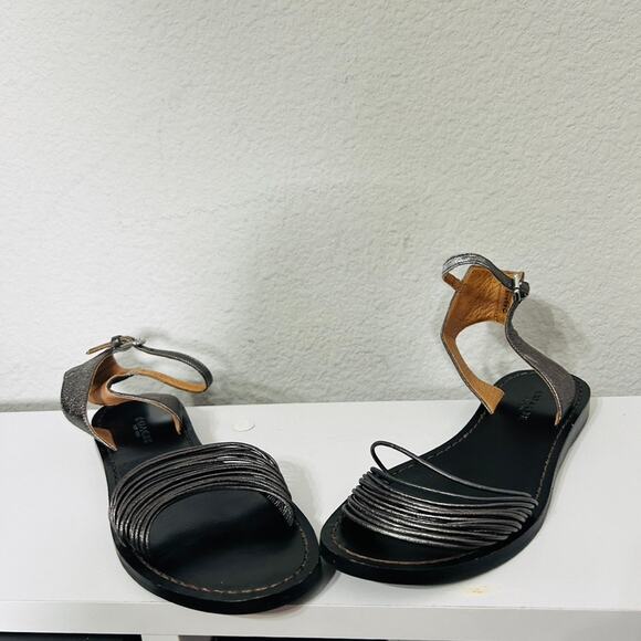 Coach Melynda Pewter Leather Cage Strappy Gladiator Adjacent Sandals Size 6 - Picture 2 of 11